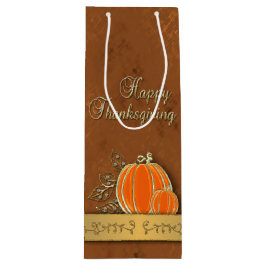 Wertvolle Gold Erntedank Pumpkin-Blätter Geschenktüte Für Weinflaschen