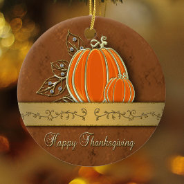 Wertvolle Gold Erntedank Pumpkin-Blätter Keramikornament