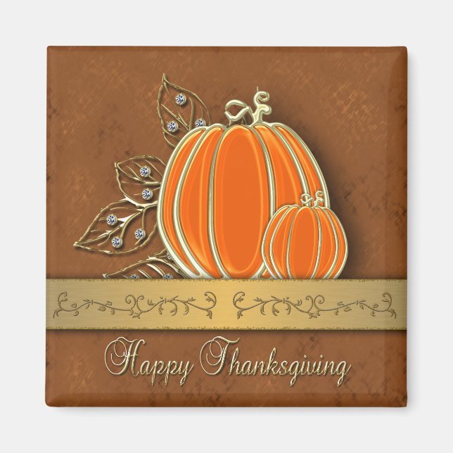 Wertvolle Gold Erntedank Pumpkin-Blätter Magnet (Vorne)