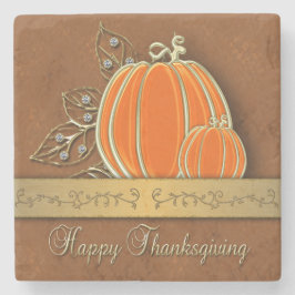 Wertvolle Gold Erntedank Pumpkin-Blätter Steinuntersetzer