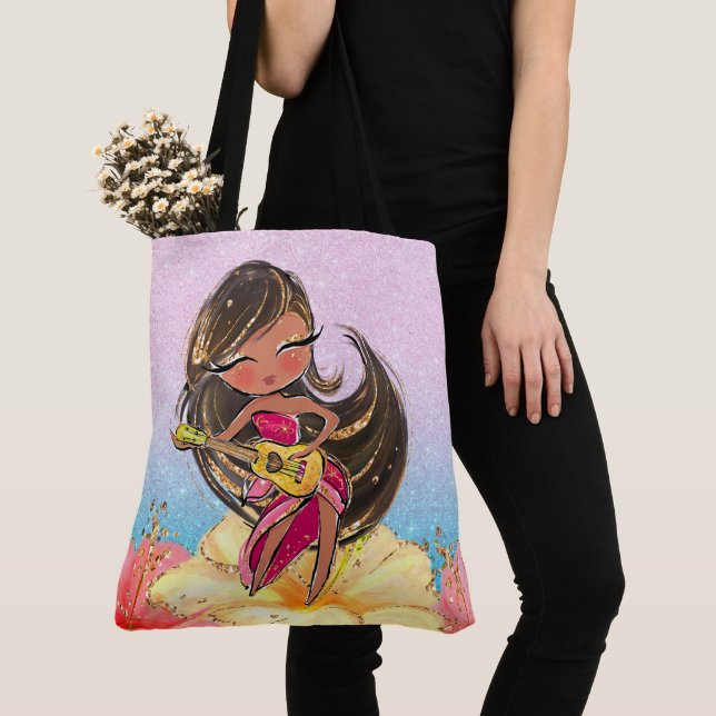 Wertvolle Guitar Girl Tasche Zurück (Von Nahem)