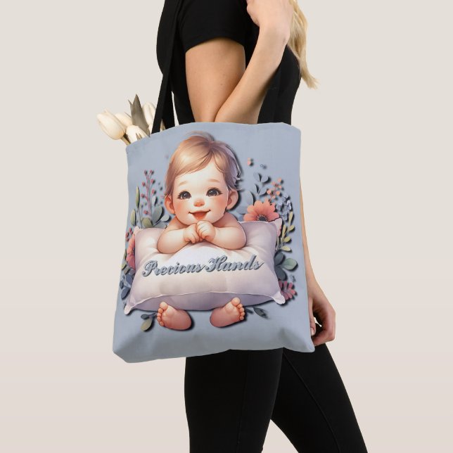 Wertvolle Hände Baby Boy Satin Ribbon Tasche (Von Nahem)