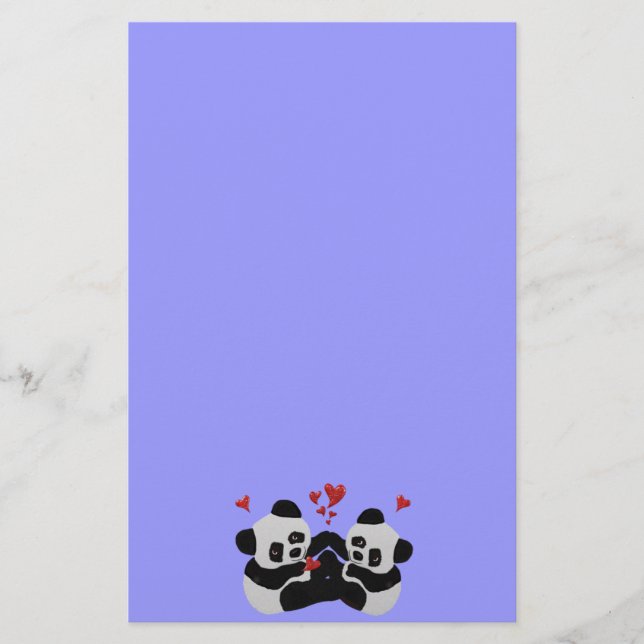 Wertvolle Panda-Herzen Briefpapier (Vorderseite)
