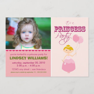 Wertvolle Prinzessin-Party Einladung (pink)