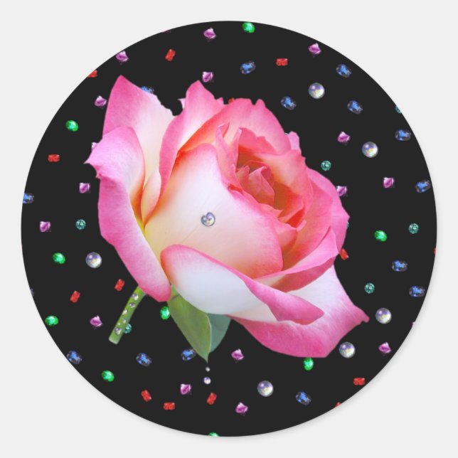 Wertvolle Rose Runder Aufkleber (Vorderseite)