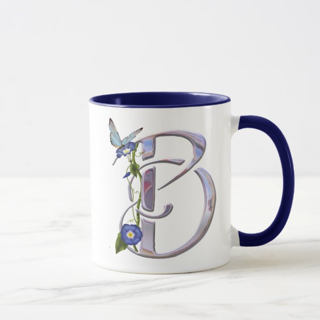 Wertvolle Schmetterlings-Initiale B Tasse (Rechts)