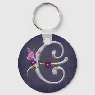 Wertvolle Schmetterlings-Initiale E Schlüsselanhänger