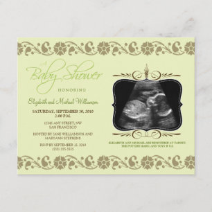Wertvolle Sonogram-Baby-Duschen-Einladung (Grün) Einladung