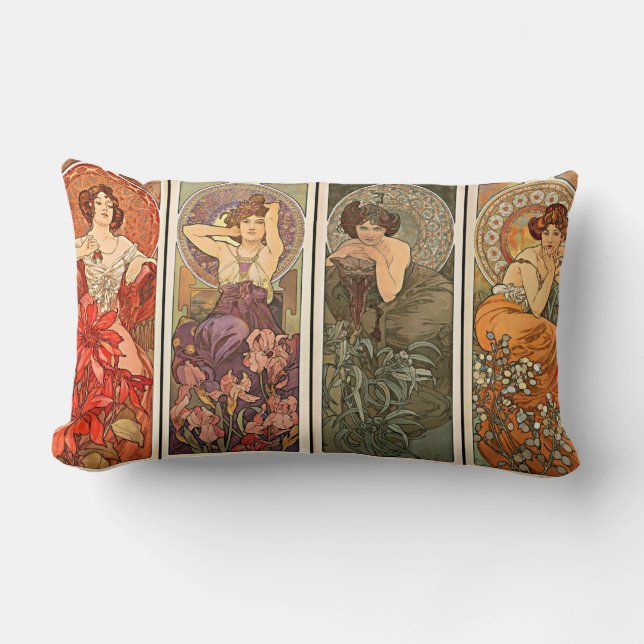 Wertvolle Stein-Kissen Alphonse Mucha Lendenkissen (Vorderseite)