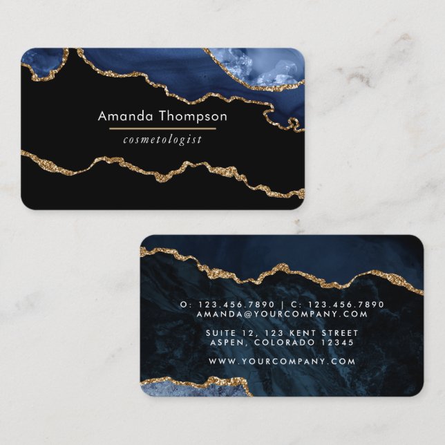 Wertvolle Stein-Visitenkarte für Navy und Gold Aga Visitenkarte (Vorne/Hinten)
