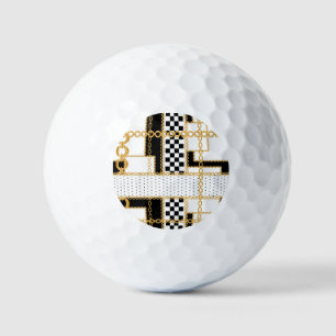 Wertvolle Steine, Goldketten, nahtlose Muster. Golfball