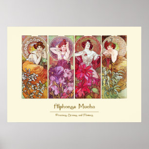 Wertvolle Steine und Blumen, Alphonse Mucha Poster