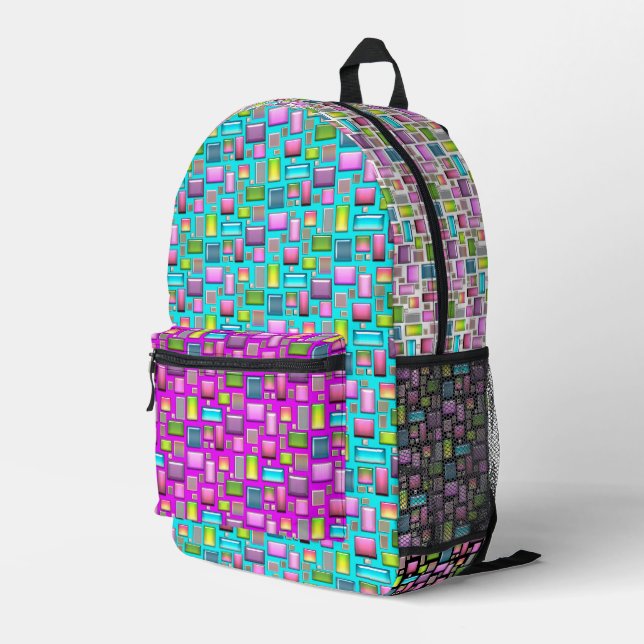 Wertvolle Steine und Perlmutt Bedruckter Rucksack (Rückseitige Ecke Rechts)