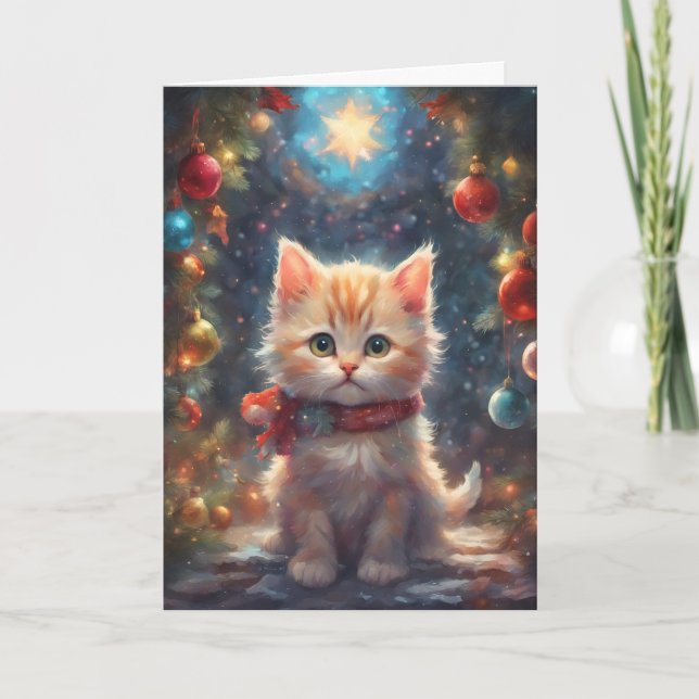 Wertvolle Weihnachts-Kittenkarte Feiertagskarte (Vorderseite)