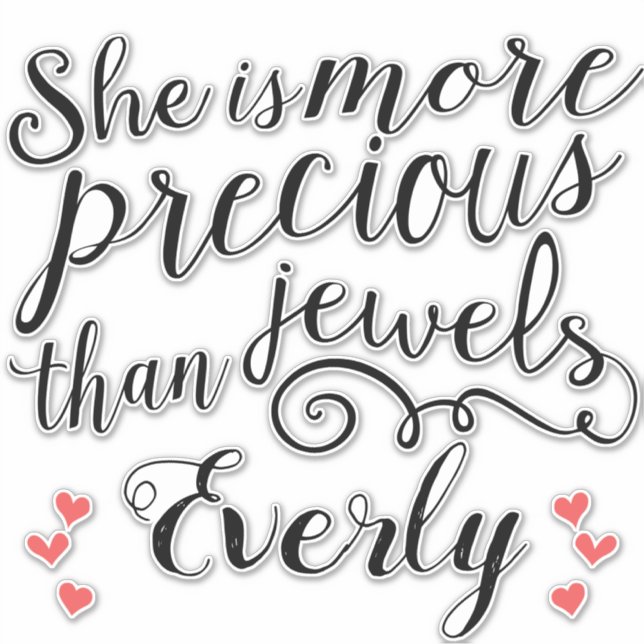 Wertvoller als Jewels Typografie-Zitate Aufkleber (Vorderseite)