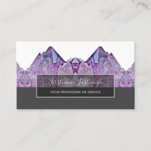Wertvoller Amethyst-Edelstein Luxus-Kristall-Schmu Visitenkarte (Vorderseite)