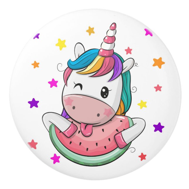 Wertvoller Einhorn-Keramik Keramikknauf (Vorderseite)