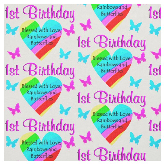 WERTVOLLER RAINBOW 1. GEBURTSTAG STOFF (Muster)