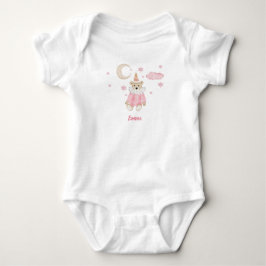 Wertvoller rosa Teddybär, Mond und Stars Baby Strampler