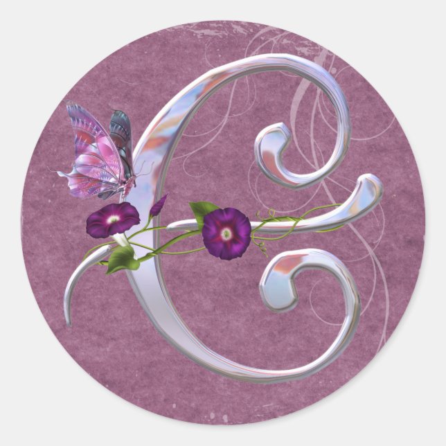 Wertvoller Schmetterling Initial C Runder Aufkleber (Vorderseite)