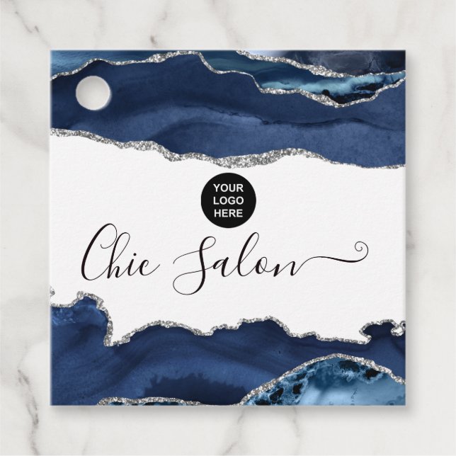 Wertvoller Stein aus Navy und Silver Agate Geschenkanhänger (Vorderseite)