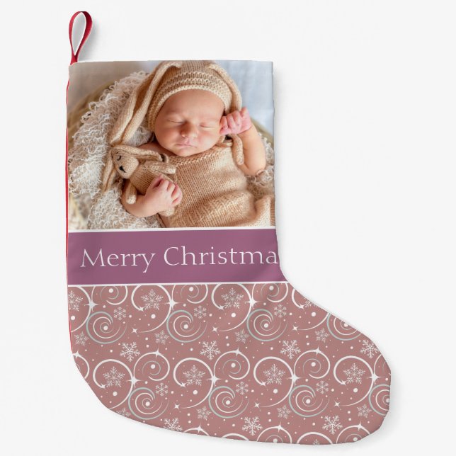 Wertvolles Baby-Foto Kleiner Weihnachtsstrumpf (Vorderseite)