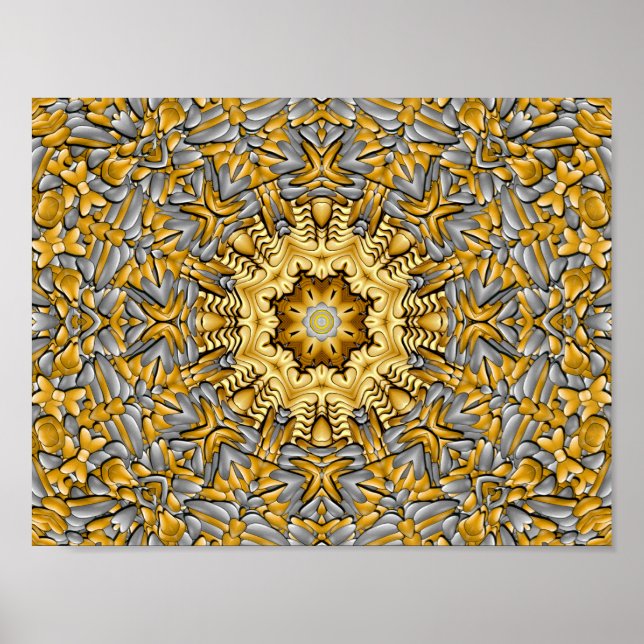 Wertvolles Gold Silver Vintag Kaleidoskop Poster (Vorne)