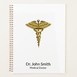 Wertvolles medizinisches Gold Caduceus Beruflich Planer