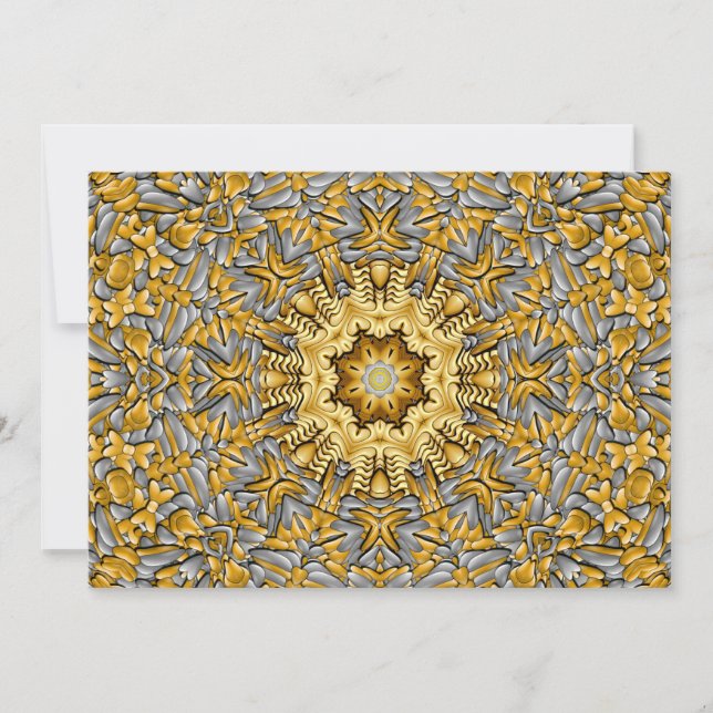 Wertvolles Metallgoldsilber-Vintages Kaleidoskop Einladung (Vorderseite)