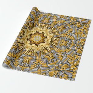 Wertvolles Metallgoldsilber-Vintages Kaleidoskop Geschenkpapier