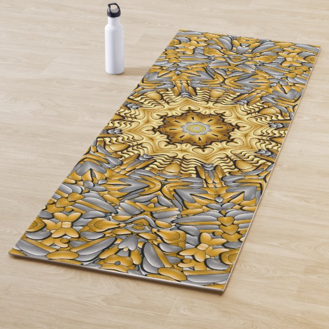 Wertvolles Metallgoldsilber-Vintages Kaleidoskop Yogamatte (Beispiel)