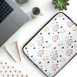 Wertvolles Muster für Schafe und Herzen Laptopschutzhülle<br><div class="desc">Dieses Laptop-Gehäuse mit kleinen schwarzen Herzen und Schafen in Pastellfarben,  mit Punkt und gestreifter Wolle!</div>
