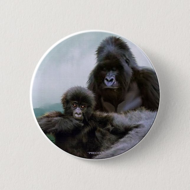 "WERTVOLLES" Primat - Berggorilla-Tasten Button (Vorderseite)