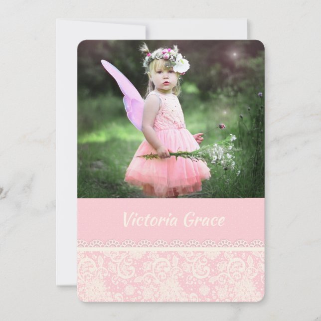 Wertvolles Spitzen-Foto Einladung (Vorderseite)