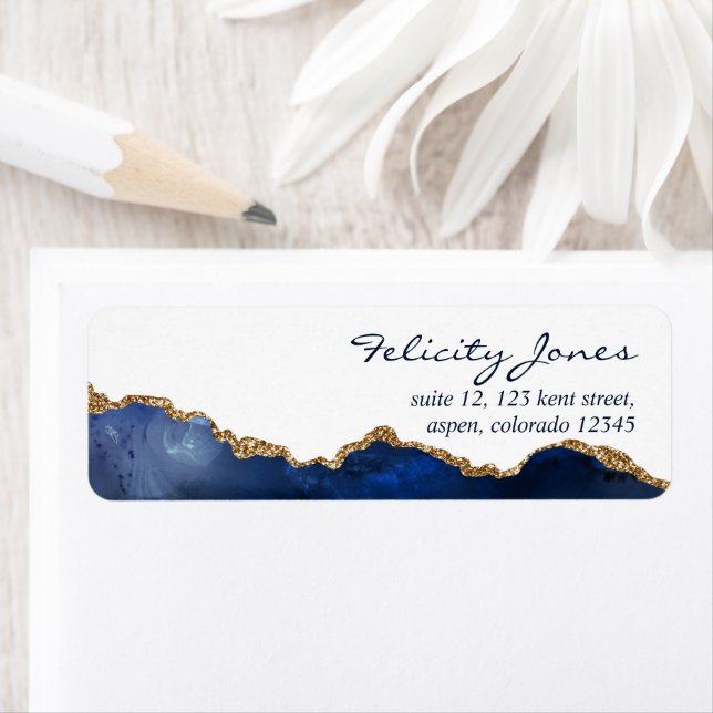 Wertvolles Stone Label für Navy und Gold Agate (Insitu)