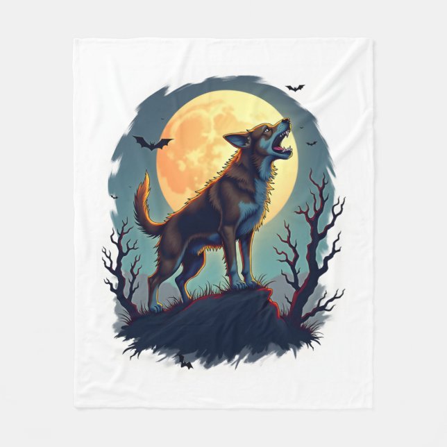 Werwolf-Beagle-Heulen Fleecedecke (Vorderseite)