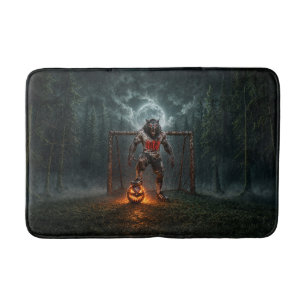 Werwolf-Fußballspieler-Halloween-Horror-Kunst Badematte