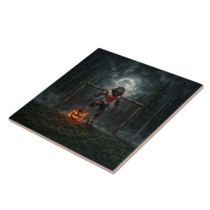 Werwolf-Fußballspieler-Halloween-Horror-Kunst Fliese
