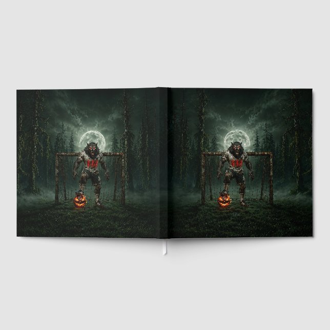 Werwolf-Fußballspieler-Halloween-Horror-Kunst Gästebuch (Voll)