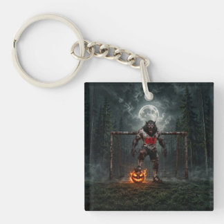 Werwolf-Fußballspieler Halloween-Horror-Kunst Schlüsselanhänger