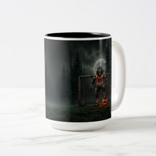 Werwolf-Fußballspieler-Halloween-Horror-Kunst Zweifarbige Tasse