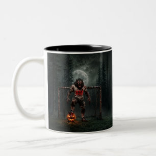 Werwolf-Fußballspieler-Halloween-Horror-Kunst Zweifarbige Tasse