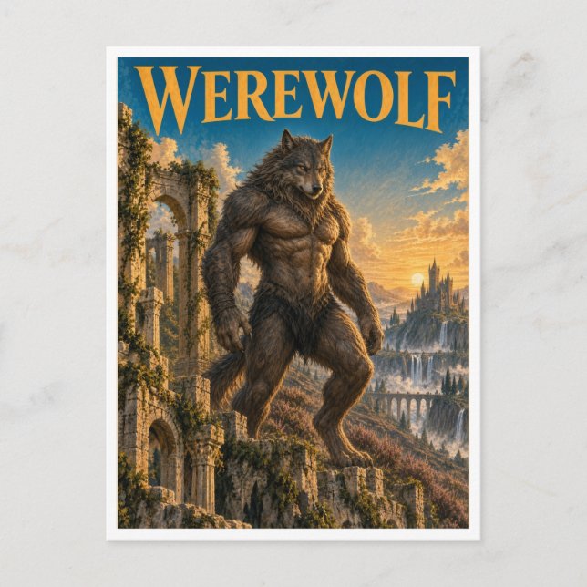 Werwolf, Gothic Fantasy Monster Postkarte (Vorderseite)