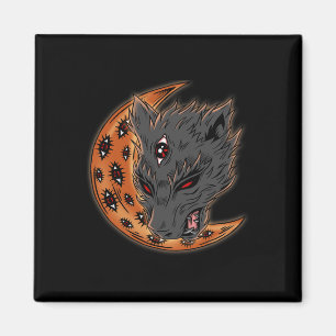 Werwolf Halloween Halbmond Horror Augen Goth Magnet