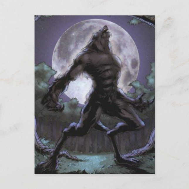 Werwolf heult auf dem Mond Postkarte (Vorderseite)