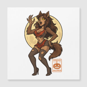 Werwolf-Mädchen Cartoon Magnetkarte
