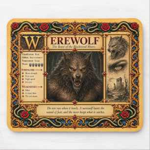 Werwolf, mittelalterliche Bestiarien-Kunst Mousepad