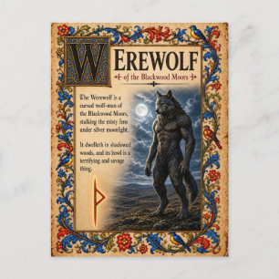 Werwolf, mittelalterliche Bestiarien-Kunst Postkarte