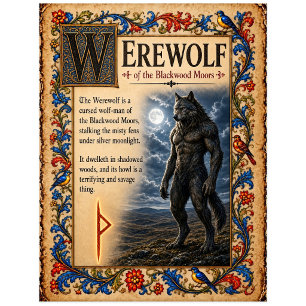 Werwolf, mittelalterliche Bestiarien-Kunst Postkarte
