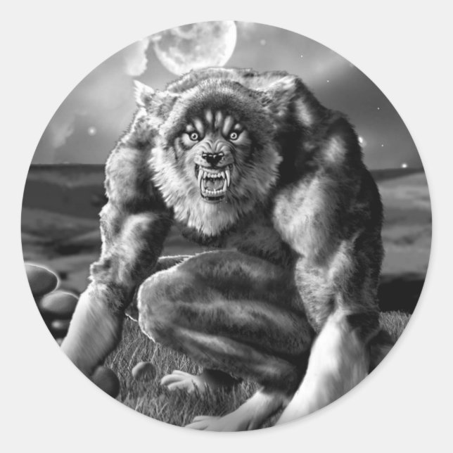 Werwolf Runder Aufkleber (Vorderseite)
